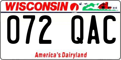 WI license plate 072QAC
