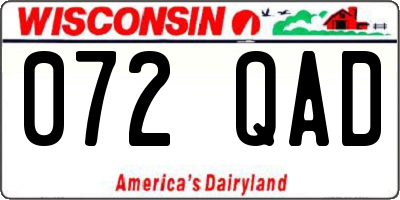 WI license plate 072QAD