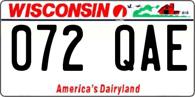 WI license plate 072QAE