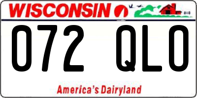 WI license plate 072QLO