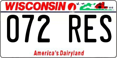 WI license plate 072RES