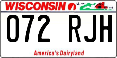 WI license plate 072RJH