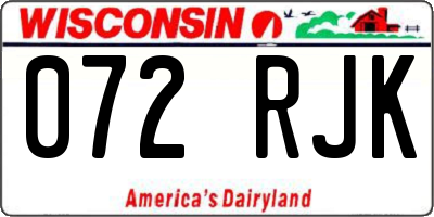 WI license plate 072RJK