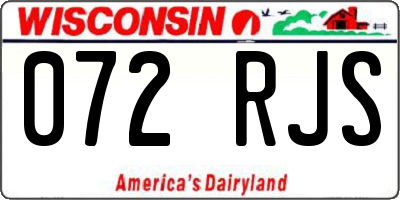WI license plate 072RJS