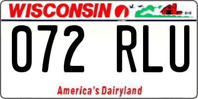 WI license plate 072RLU