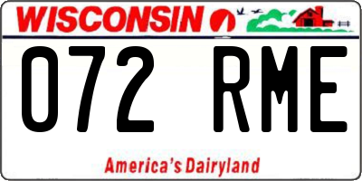 WI license plate 072RME