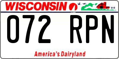 WI license plate 072RPN