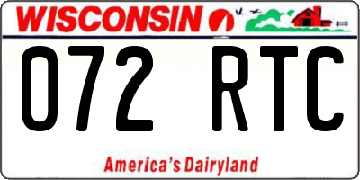WI license plate 072RTC