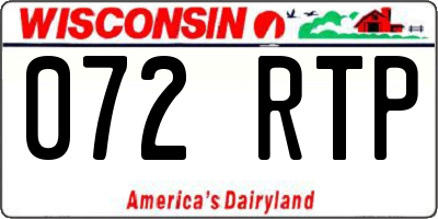 WI license plate 072RTP