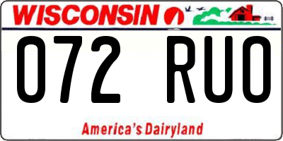 WI license plate 072RUO