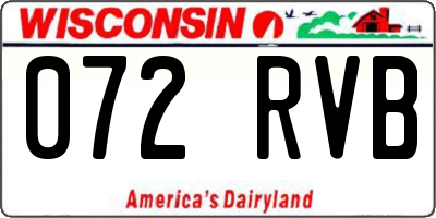 WI license plate 072RVB