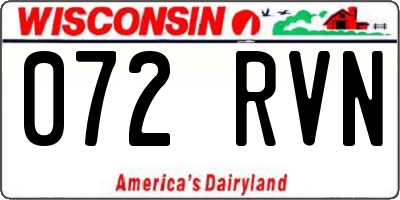 WI license plate 072RVN