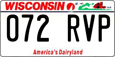 WI license plate 072RVP