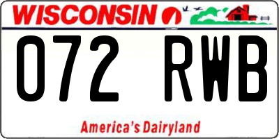 WI license plate 072RWB