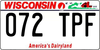 WI license plate 072TPF