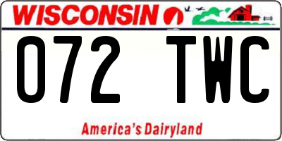 WI license plate 072TWC