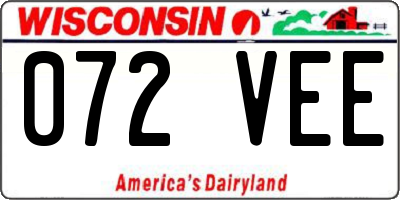 WI license plate 072VEE