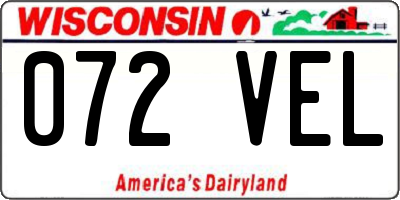 WI license plate 072VEL