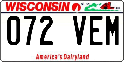 WI license plate 072VEM