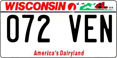 WI license plate 072VEN