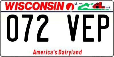 WI license plate 072VEP