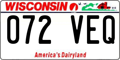 WI license plate 072VEQ