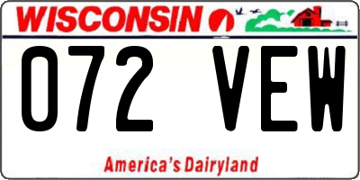 WI license plate 072VEW