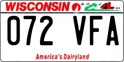 WI license plate 072VFA