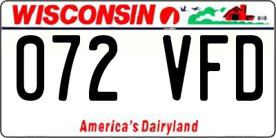 WI license plate 072VFD