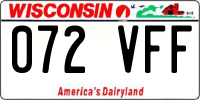 WI license plate 072VFF