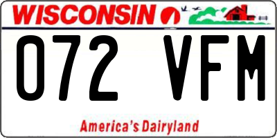WI license plate 072VFM
