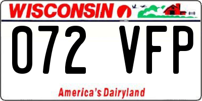 WI license plate 072VFP