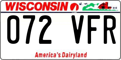 WI license plate 072VFR