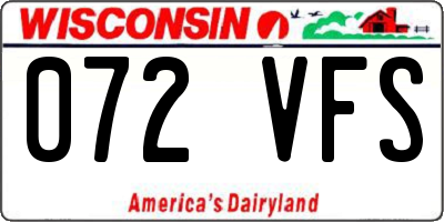 WI license plate 072VFS