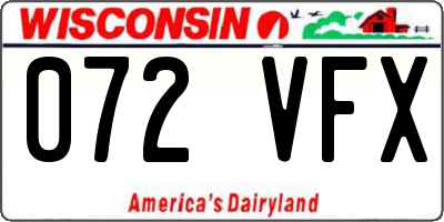 WI license plate 072VFX