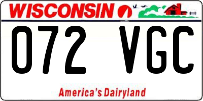 WI license plate 072VGC