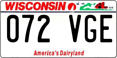 WI license plate 072VGE