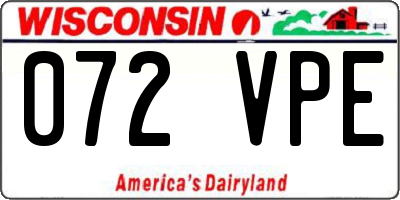 WI license plate 072VPE