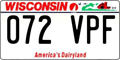 WI license plate 072VPF