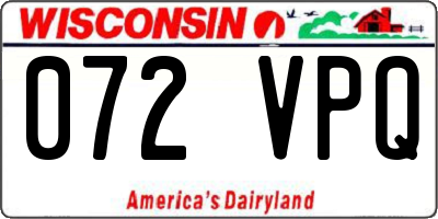 WI license plate 072VPQ