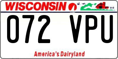WI license plate 072VPU