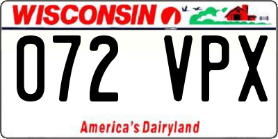 WI license plate 072VPX