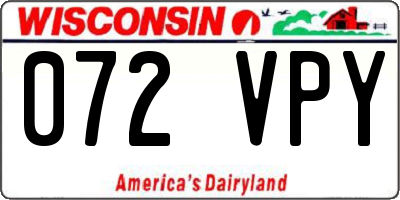 WI license plate 072VPY
