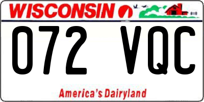 WI license plate 072VQC