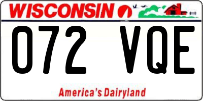 WI license plate 072VQE