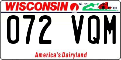 WI license plate 072VQM