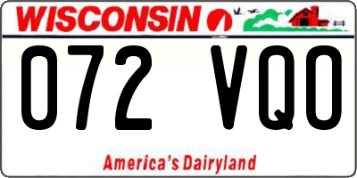 WI license plate 072VQO