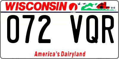 WI license plate 072VQR