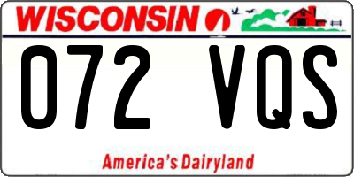 WI license plate 072VQS