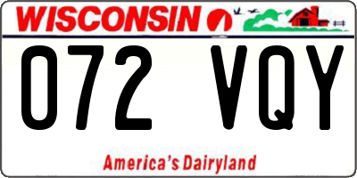 WI license plate 072VQY